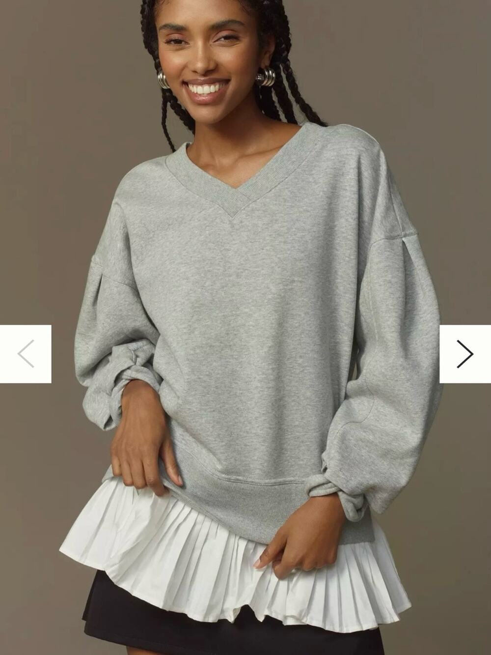 Maeve Anthropologie Long-Sleeve V-Neck Twofer Knit Pullover Womens XS